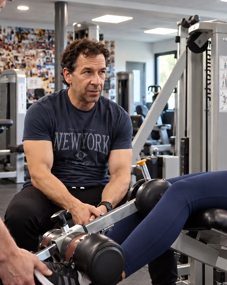 Un coach d’ABS Sport Gym règle la machine pendant l’exercice d’une adhérente