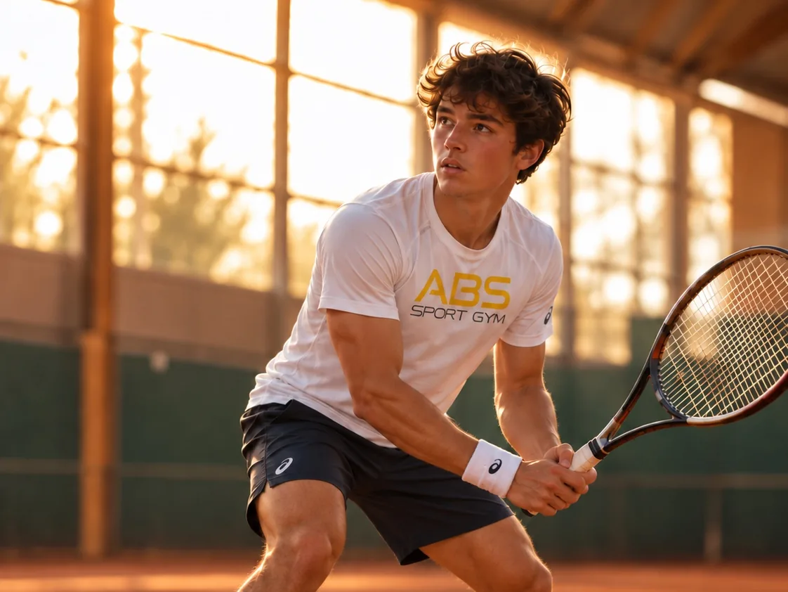 Joueur de tennis en préparation physique avec ABS Sport Gym